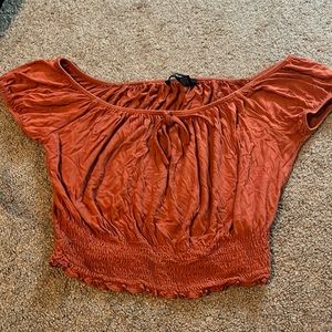 forever 21 dark orange off the shoulder blouse